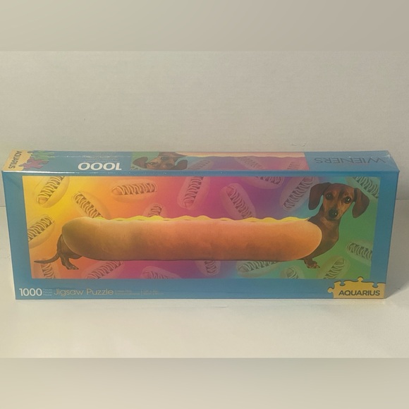 Aquarius Other - 1000 Piece Jigsaw Puzzle Funny Wiener Dachshund  Hot Dog 12" x 36" Aquarius NEW